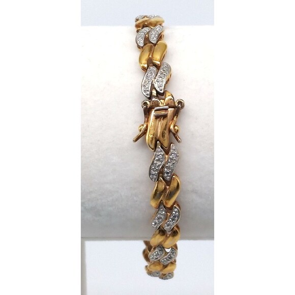Gold Vermeil Over Sterling Silver Link Bracelet 7.5" Stamped 925 China Elegant - Picture 6 of 17